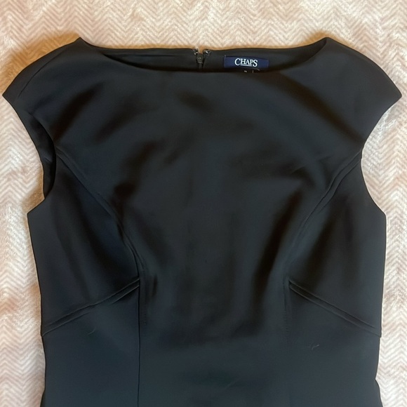 🌟HOST PICK🌟 Chaps black stretch dress with faux leather accents - Picture 3 of 12